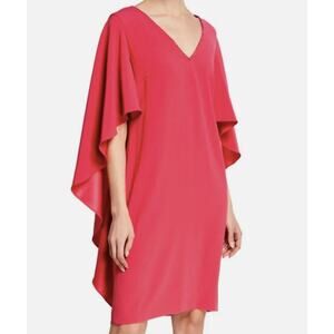 ESCADA‎ Pink Bloom Beaded V Neck Draped Cape Sleeve Dress Size 42 Large